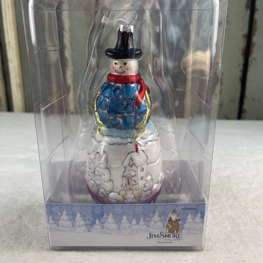 NIB JIM SHORE GLASS ORNAMENT - SNOWMAN - DASHAWAY - HOLIDAY LIVING- 2012 #038864